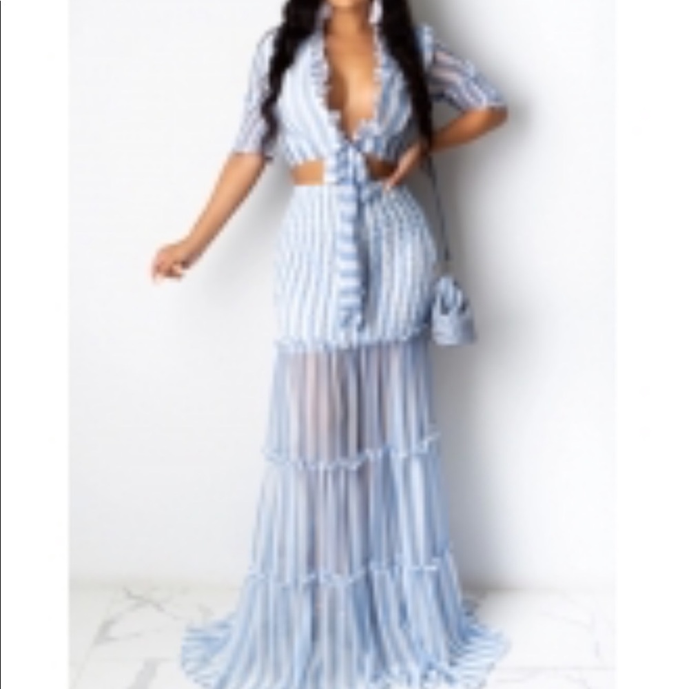 Baby blue 2Pcs skirt set